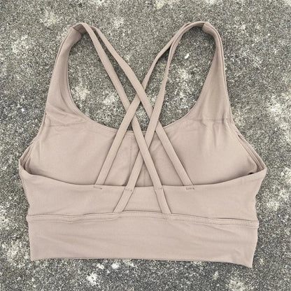 Solid Color Fitness Women Sport Bra Gym Yoga bra Athletic Cross Tight Top Workout Train With Chest Pad High quality shockproof