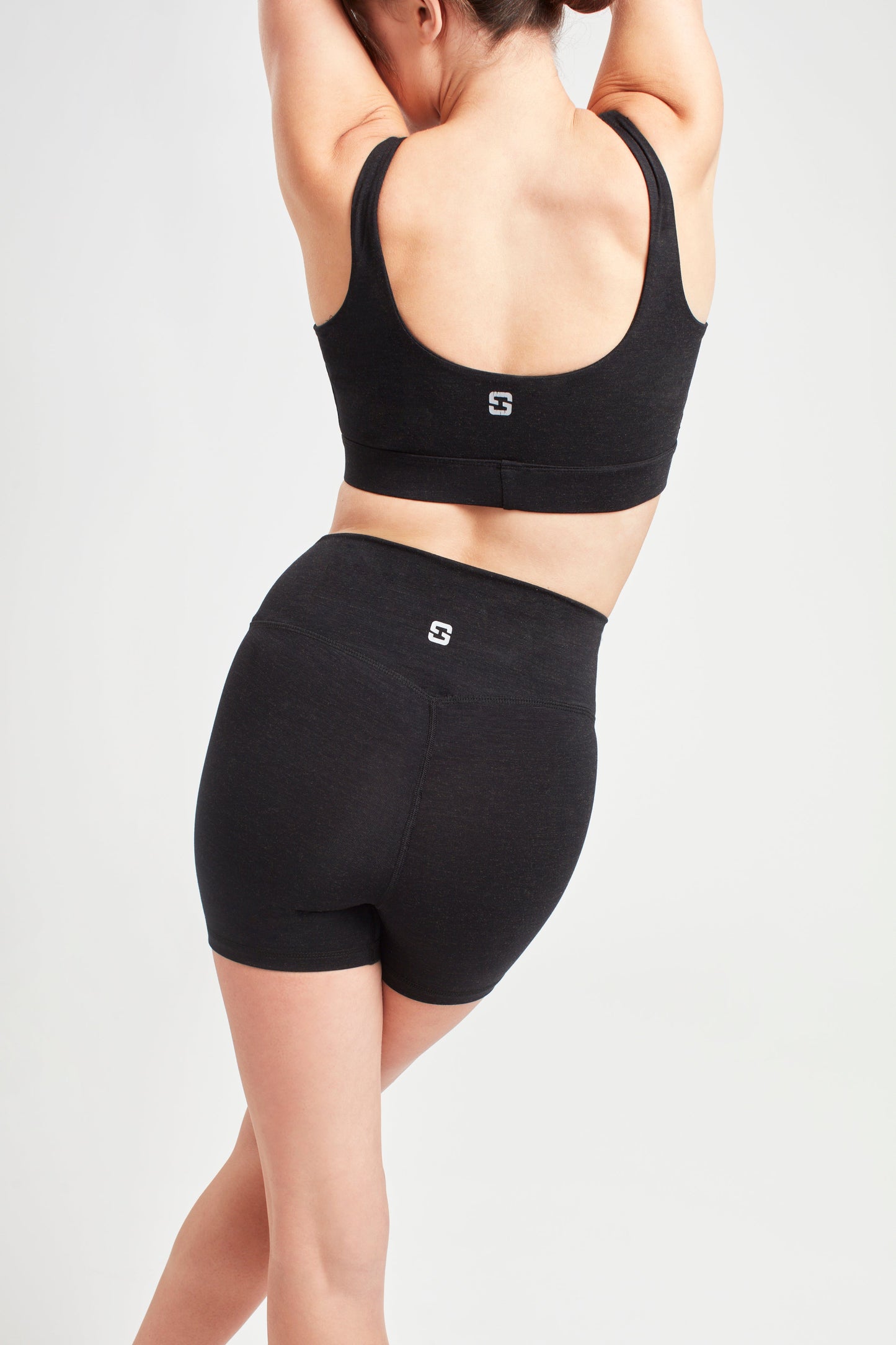 Wrap Biker Shorts - Marl Black