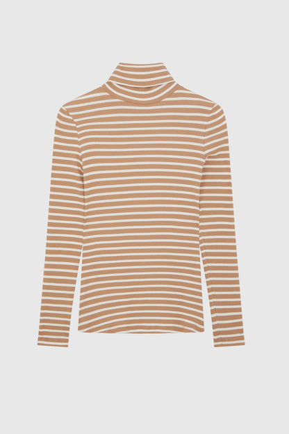 Striped Cotton Roll Neck