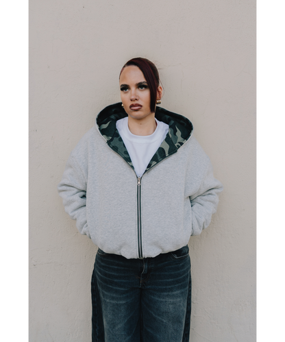 CAMO/GREY REVERSIBLE ZIP HOODIE