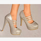 LADIES GLOSSY PLATFORM HIGH HEEL BUCKLE STRAPPY EVENING PARTY COURT SHOES