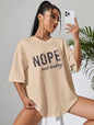 Ladies Oversized Nope Not Today Identical Graphic Print Short Sleeves T Shirt Top