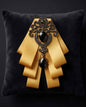 Ornate Gold Ribbon Bow with Black Crystal Embellishment