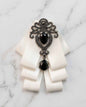 Ivory Elegance Bow Tie with Onyx-Style Gem