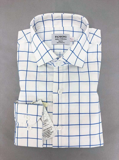 White Blue Check Slim Fit Shirt