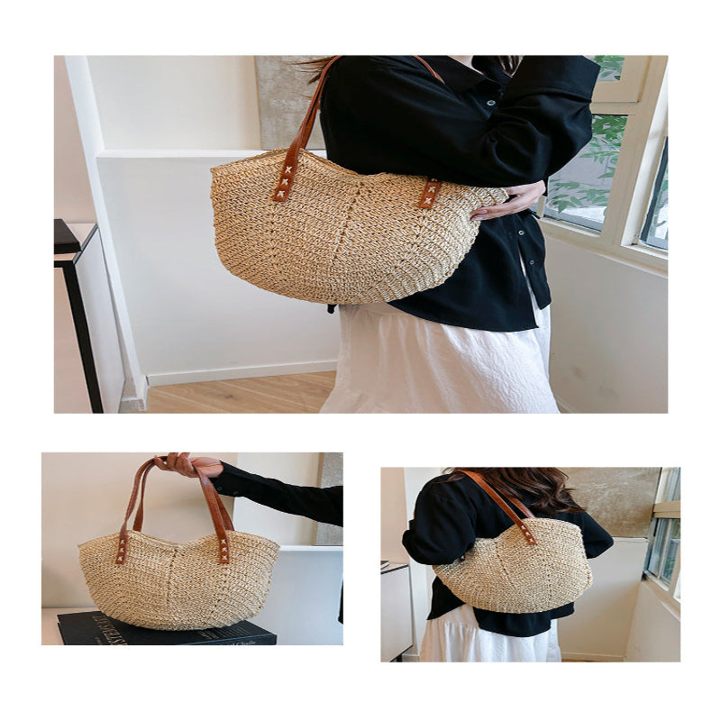 Straw Handbag Holiday Shoulder Bag Fashion Tote Bag