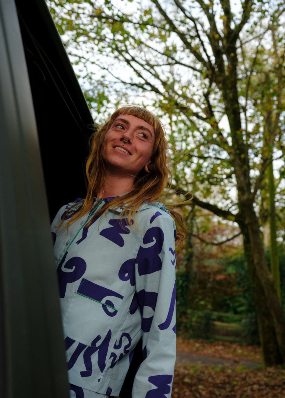 Organic Cotton Pyjama Shirt in Blue Things