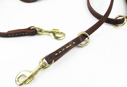 Double-headed Copper Hook Dog Traction Belt Cowhide Convenient Leash Running Rope