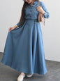 Solid Color Shirt & High Waist Skirt Suit