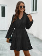 2024 FallWinter New Women's V-neck Lace-up Long-sleeve Dress