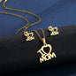 Mother's Day Jewelry Set Stainless Steel I Love Mom Mama Love Heart Pendant Necklace Earrings Thanksgiving Gift
