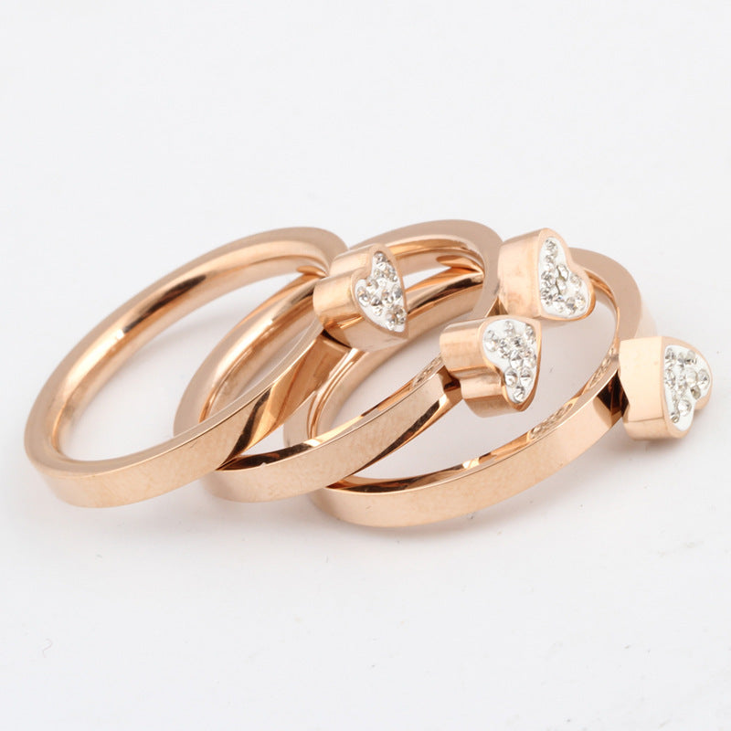 Simple Lucky Love Three-color Stitching Ring