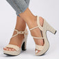 Women's Block Heeled Sandals, Fashion Buckle Strap Summer Shoes Women's Comfortable Sandals