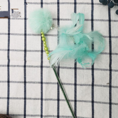 Cat Toy Teaser Plush Feather Bell Teaser Relieving Boredom Self-Hi Pet