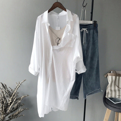 Cardigan Long Sleeve Sunscreen Coat Mid-length Shirt For Women
