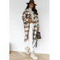 Casual Plaid Lapel Button-down Loose Mid-length Wool Coat