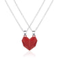Minimalist Lovers Matching Friendship Heart Pendant Couple Magnetic Distance Faceted Heart Pendant Necklace Couple Jewelry