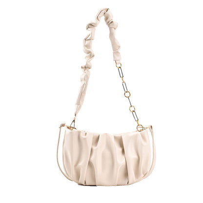 One-shoulder Underarm Fold Cloud Bag PU Leather Chain Portable Messenge Bag