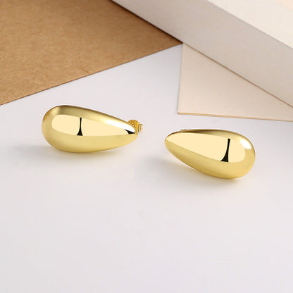 Luxury 16K Gold Plated Water Drop Earrings - Elegant Teardrop Studs for Women