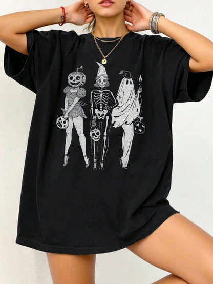 Summer Loose Short Sleeves T-shirt Men's And Women's Round Neck