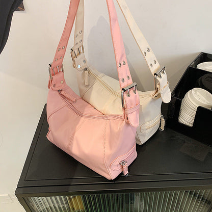 Fashion Retro Solid Color One Shoulder New Western Style All-matching Underarm Women's Bag