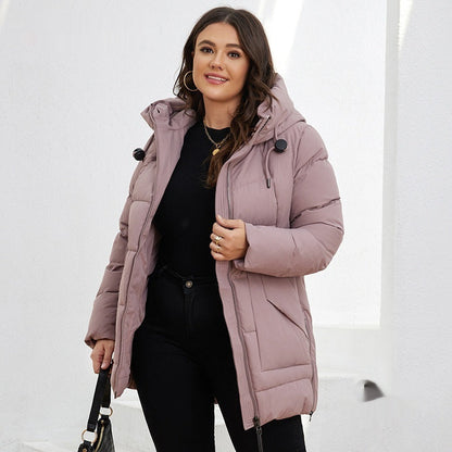 Fashionable Casual Winter Outerwear Cotton Padded Jacket With Hood And Zipper