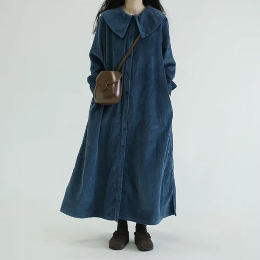 Women's Retro Navy-Style Collar Long-Sleeve Dress