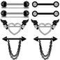 Black Full Drill Ball Straight Wings Heart Shaped Body Piercing Jewelry