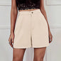 Women's Solid Color Wide-leg Comfortable Casual High-waisted Shorts