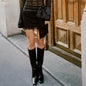 Satin Bow Lace Bodysuit And Mini Sheath Skirt Set