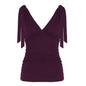 Deep V-neck Strap Pleated Bust Vest Spicy Girl-style Vintage Versatile Figure-hugging Top
