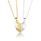 Attractive Wishing Stone Couple Pendant Necklace Ancient Love Token Heart-shaped Electrocardiogram Magnetic Heart Pendant Splicing Necklace Valentine's Day Gift