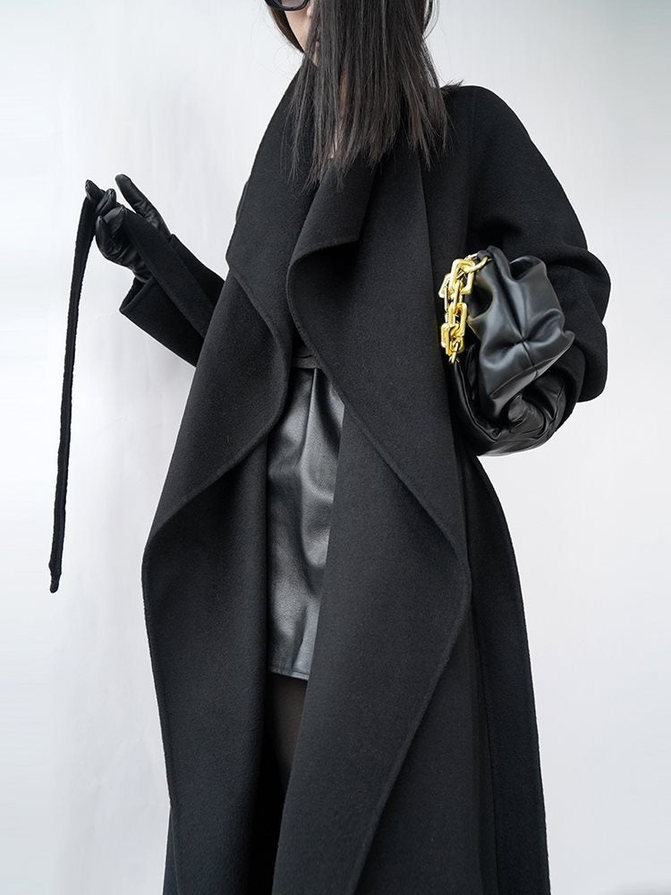 Handmade Red Wool Mid-length Cashmere Coat