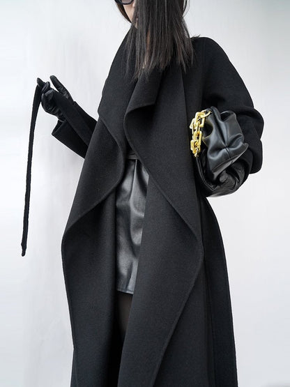 Handmade Red Wool Mid-length Cashmere Coat