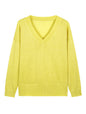 Casual Minimalist, Loose-fitting V-neck Knit Top For Women
