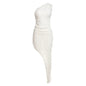Fashion Shoulder Sleeve Irregular Hem Dress