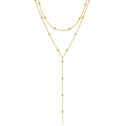 Fashion Long Necklace Simple Geometric Tassel Round Beads Clavicle Necklace