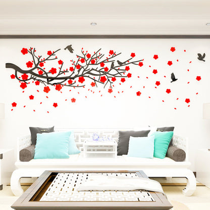 3D Acrylic Wall Decals - Elegant Floral Branch Design for Living Room & Bedroom Decor
