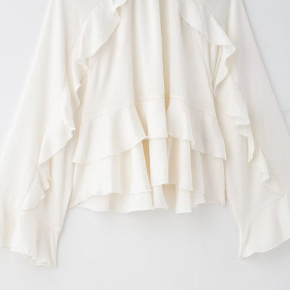 New Women's Classic Fashion Laminated Decoration Shirt