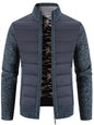 Men's Plus Size Quilted Knit Bomber Jacket with Stand Collar