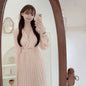 Mid Length Long Sleeve Pleated Dress