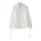 Women's Cotton And Linen Tassel Lace-up Embroidered Shirt Embroidered Trousers