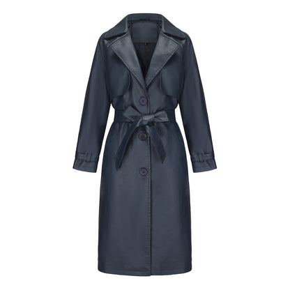 Women's Long, Loose-fit Classic Trench Coat With A Lapel And Belt