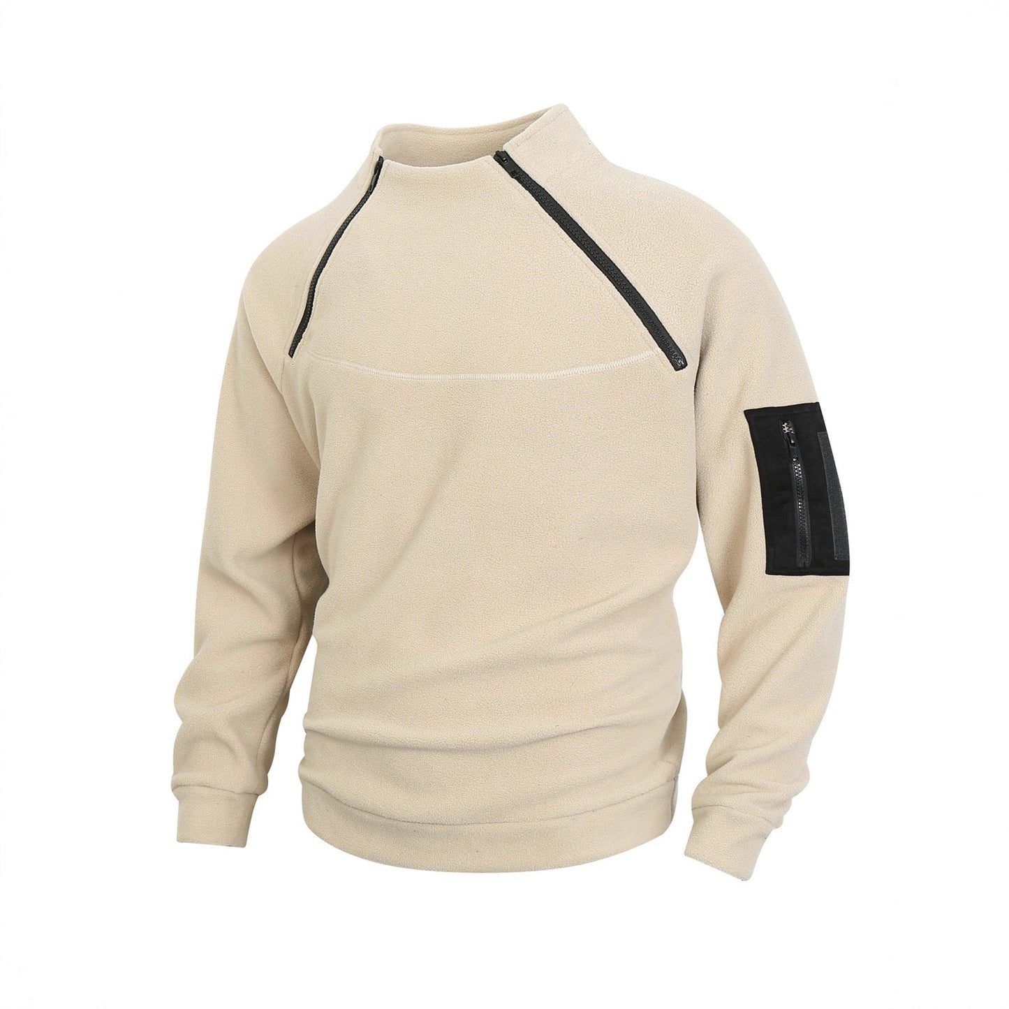 Men's Premium Coral Fleece Pullover Coat - Stand Collar Long Sleeve Winter Jacket