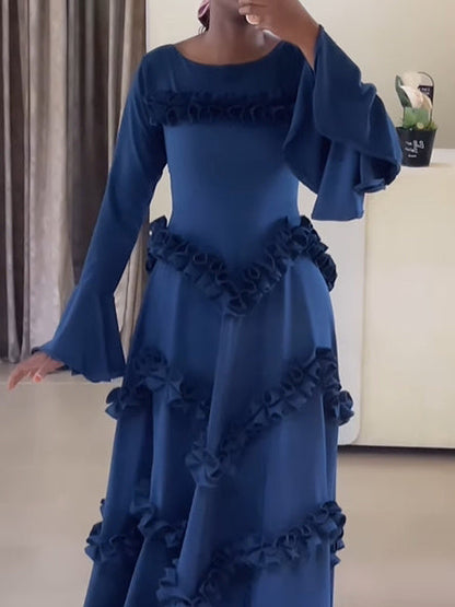 Ruffled Bell Sleeve Maxi Dress