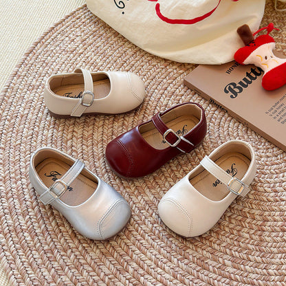 Simple And Versatile Leather Shoes For Little Girls