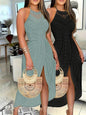 Hip-hop Street-style Asymmetric Sleeveless Halter Dress