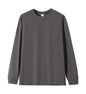 Solid-color Heavyweight Pure Cotton Crew-neck Long-sleeve T-shirt For Women