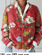 Women's Retro 3D Digital Print Cardigan Sweater Coat