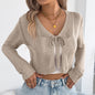 Women's Casual Lace Up Hollow-out Long-sleeved Coat